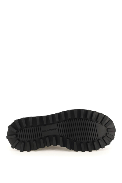 Shop Dolce & Gabbana Logo Knit Ankle Boots In Nero Nero (black)