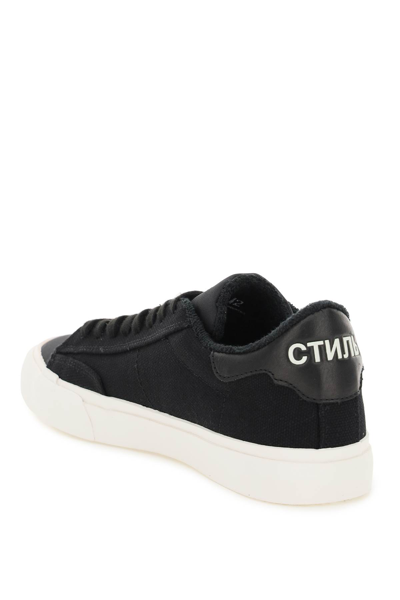 Shop Heron Preston Vulcanized Low Top Canvas Sneakers In Black White (black)