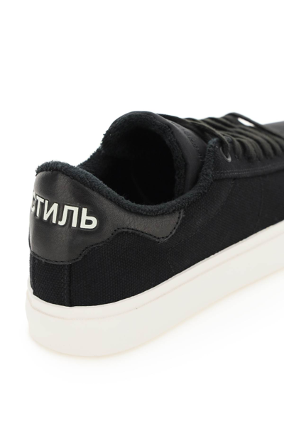 Shop Heron Preston Vulcanized Low Top Canvas Sneakers In Black White (black)