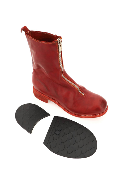 Shop Guidi Front Zip Leather Ankle Boots In 1006t (red)