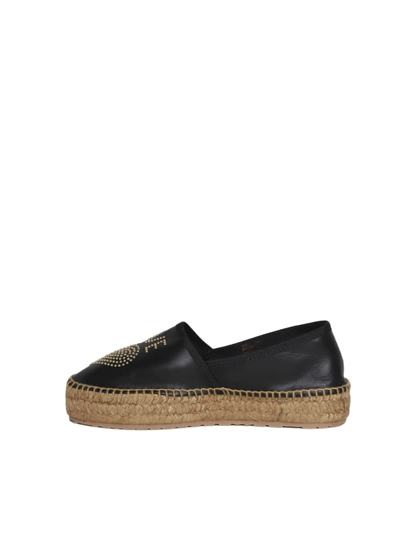 Shop Love Moschino Espadrilles In Black Fabric Without Laces In Nero