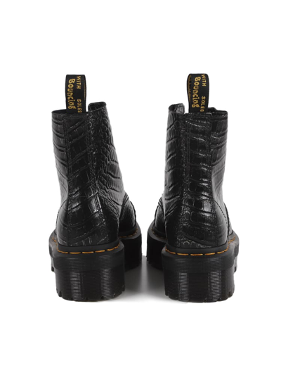 Dr. Martens Sinclair Wild Croc Leather Boots In Gunmetal Wild