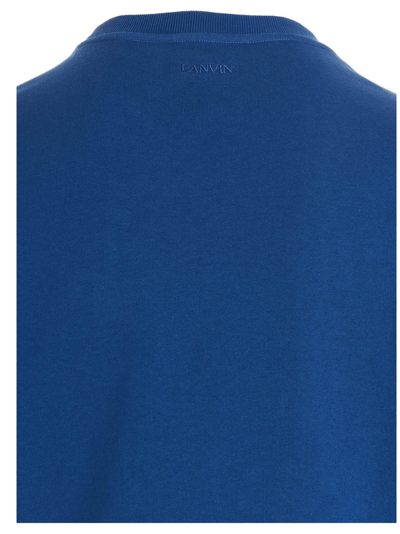 Shop Lanvin Logo Embroidery Sweatshirt In Light Blue