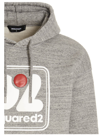 Dsquared2 Camo Patch Anorak Sweatshirt With Drawstring Hood In Gray