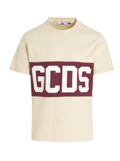 Shop Gcds Logo T-shirt In Beige