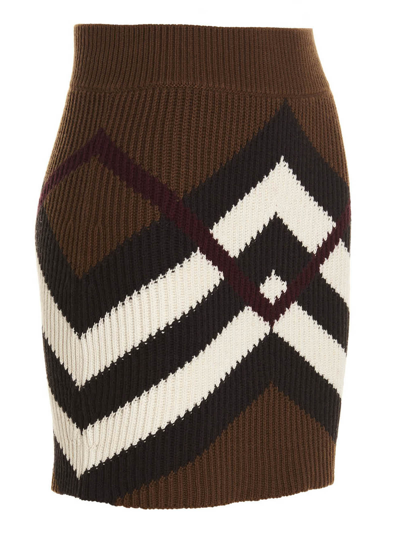 Shop Burberry Kiri Skirt In Brown