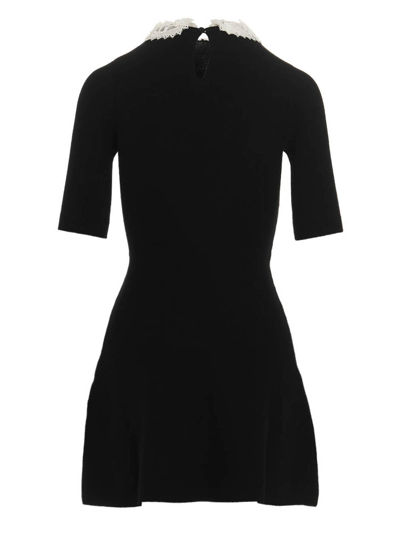 RED VALENTINO EMBROIDERY COLLAR DRESS 