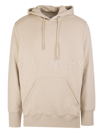 Shop Givenchy Man Beige Hoodie With  4g Embroidery In Light Beige