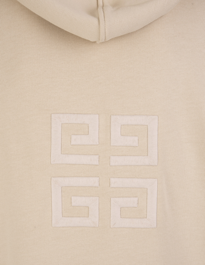 Shop Givenchy Man Beige Hoodie With  4g Embroidery In Light Beige
