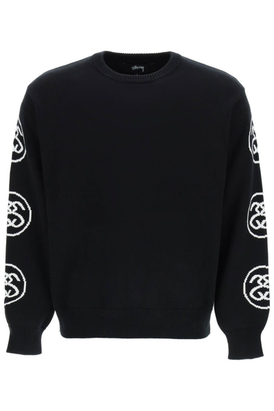 Shop Stussy Ss-link Logo Cotton Sweater In Black (black)