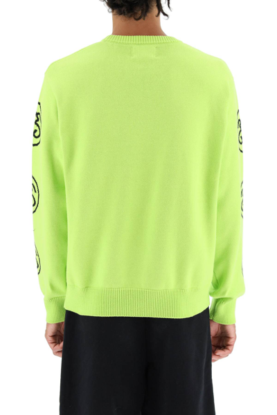 Shop Stussy Ss-link Logo Cotton Sweater In Lime (green)