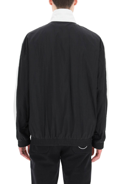 Shop Balmain Two-tone Nylon Jacket With Logo In Black White (black)