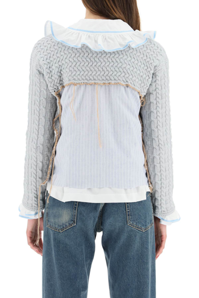 Shop Maison Margiela Hybrid Sweater With Shirt In Light Grey (grey)