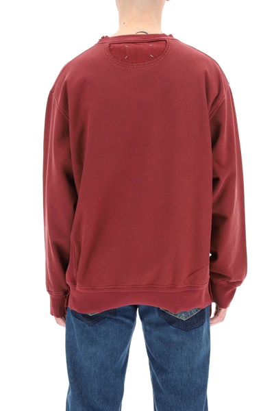 Shop Maison Margiela Sweatshirt With Inside-out Seams In Bordeaux (red)