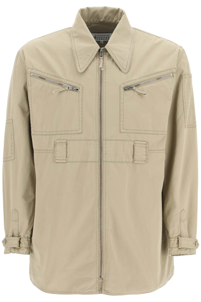 Shop Maison Margiela Cotton Sports Jacket In Putty (beige)