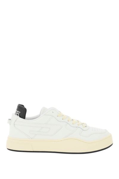 Shop Diesel Leather S-ukiyo Low Sneakers In White (white)