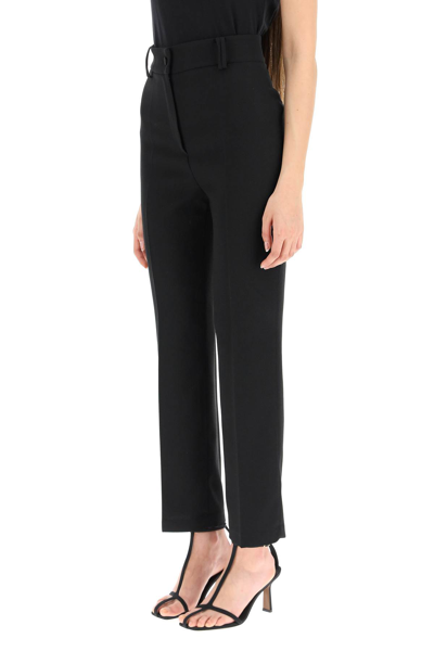 Shop Hebe Studio Cady Straight-fit Trousers In Black (black)