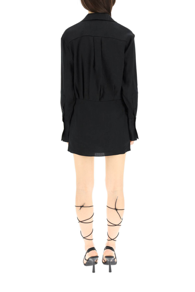 Shop Gauge81 Cusco Linen Canvas Mini Dress In Black (black)