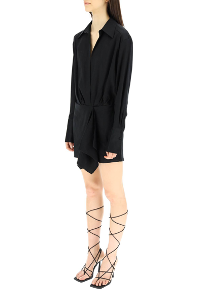 Shop Gauge81 Cusco Linen Canvas Mini Dress In Black (black)