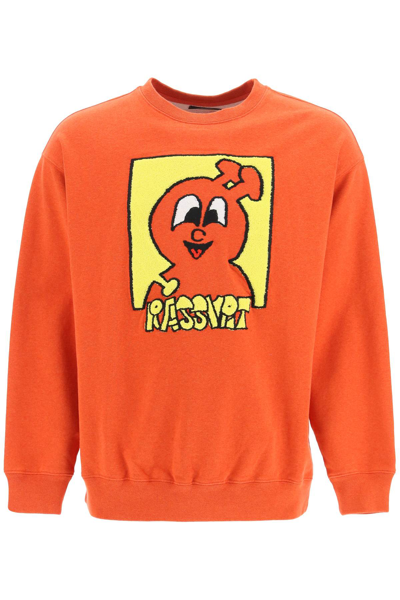 Shop Paccbet Terry Logo Sweatshirt In Red 1 (orange)