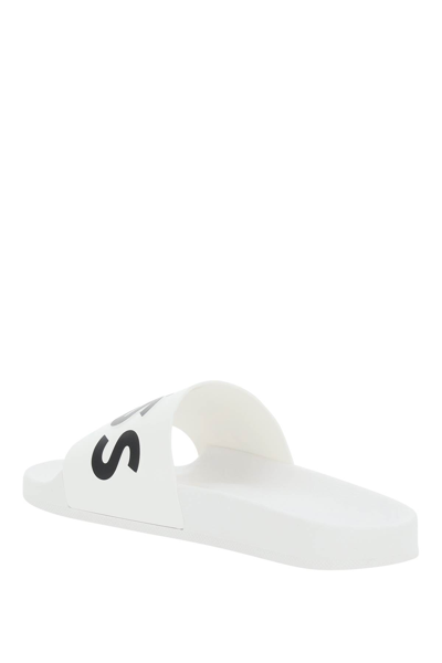 Shop Hugo Boss Boss Slippers With Logo In White (white)