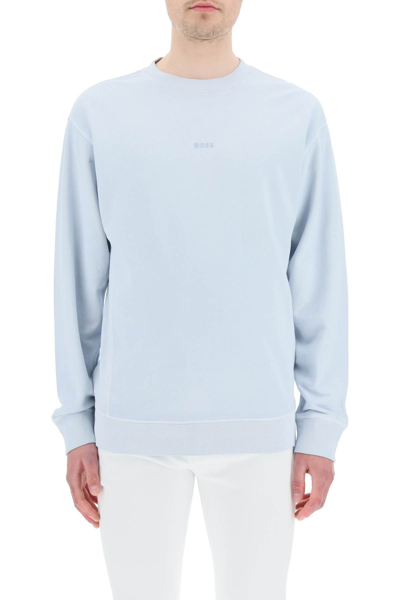 Shop Hugo Boss Responsible Fashion Sweatshirt In Open Grey (light Blue)