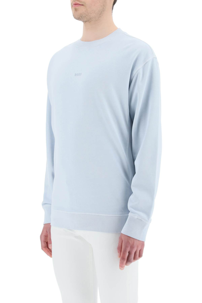 Shop Hugo Boss Responsible Fashion Sweatshirt In Open Grey (light Blue)