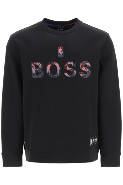 Shop Hugo Boss Boss X Nba Double Logo Sweatshirt In Black (black)