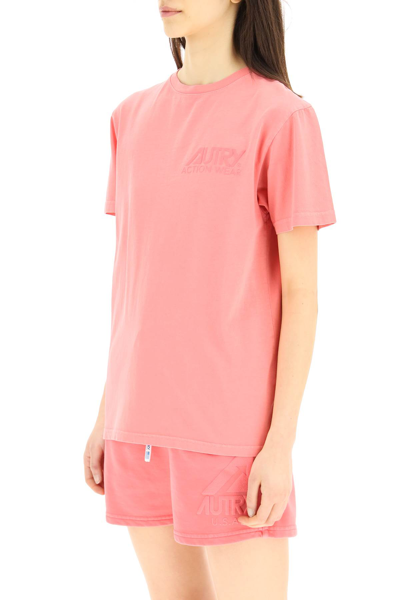 Shop Autry Logo T-shirt In Pink (pink)