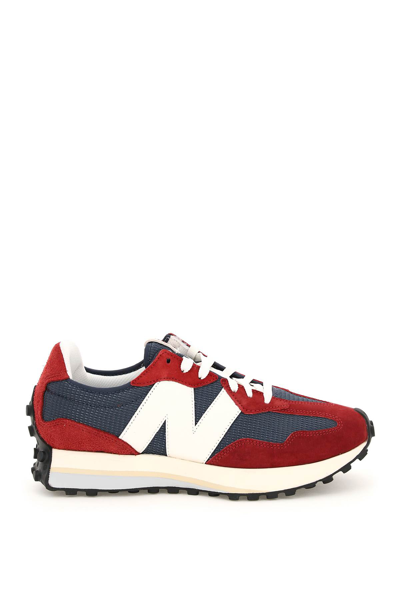 Shop New Balance 327 Sneakers In Navy Red (blue)