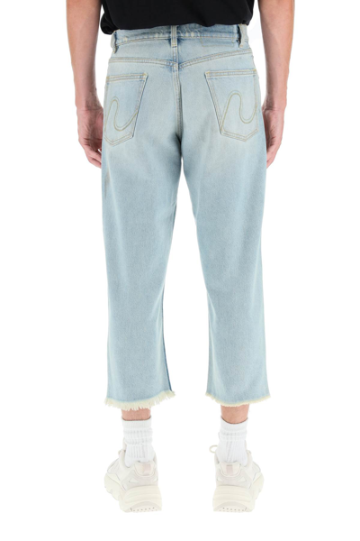 Shop Erl Worn-out Cropped Jeans In Light Blue 1 (blue)