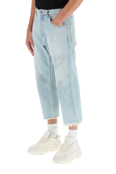 Shop Erl Worn-out Cropped Jeans In Light Blue 1 (blue)