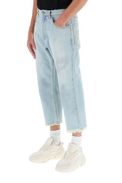 Erl Distressed Cropped Straight-leg Jeans In Light Blue 1 (blue)
