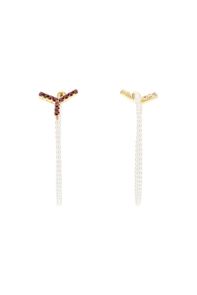Shop Y/project Maxi Y Pearl Hoop Earrings In Gold Pearl Ruby (white)