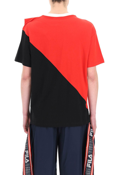Shop Y/project Fila Bicolour T-shirt In Red Black (black)
