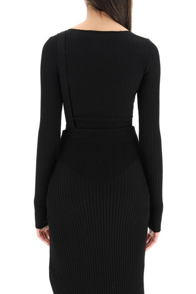 Shop Andreädamo Knit Bodysuit With Cut-out In Black (black)