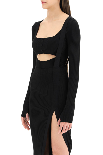 Shop Andreädamo Knit Bodysuit With Cut-out In Black (black)