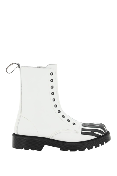 Shop Vtmnts Leather Hard-core Army Boots In White (white)