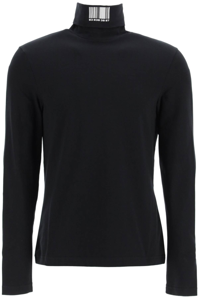 Shop Vtmnts High Neck Sweater With Barcode Logo In Black (black)