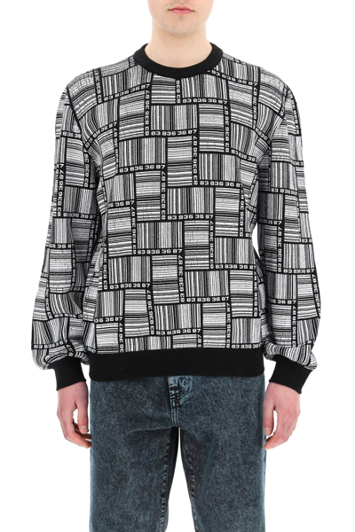 Vtmnts Geometric Print Wool Crewneck In Black (black)