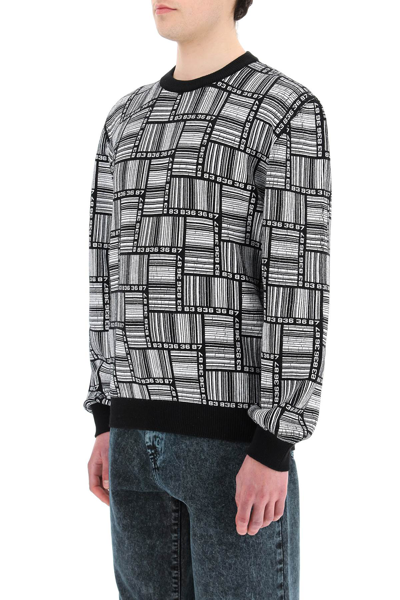 Vtmnts Geometric Print Wool Crewneck In Black (black)