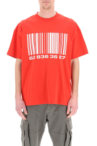 Shop Vtmnts Big Barcode T-shirt In Red (red)