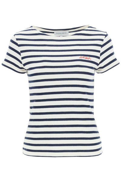 Shop Maison Labiche Colombier T-shirt In Ivory Navy (white)