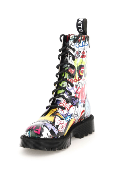 Shop Vetements Graffiti Lace-up Boots In White Graffiti (white)