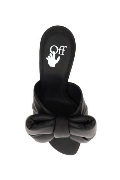 Shop Off-white Leather Allen Bow Mules In Black Gold (black)