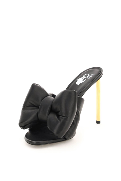 Shop Off-white Leather Allen Bow Mules In Black Gold (black)