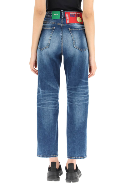 Shop Dsquared2 Smiley Boston Jeans In Navy Blue (blue)