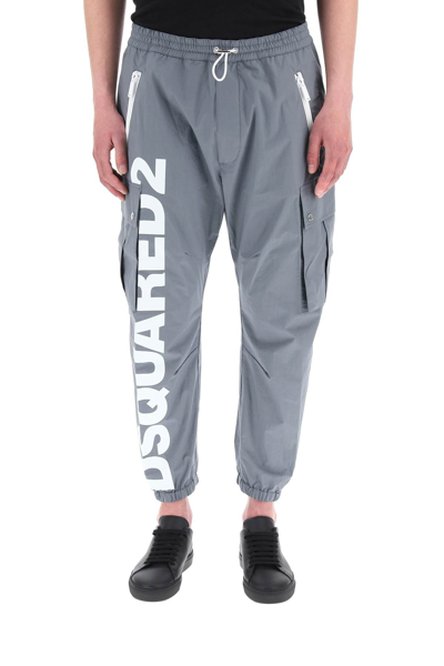 Shop Dsquared2 Big Logo Cargo Pants In Grey (grey)