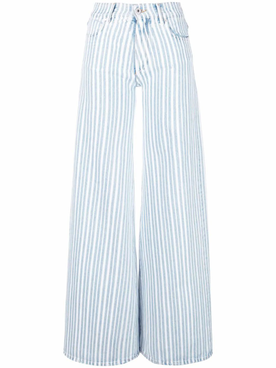 Shop Off-white Off White Women's  Blue Cotton Pants