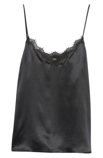 Shop Paige Ilya Lace Trim Silk Camisole In Black